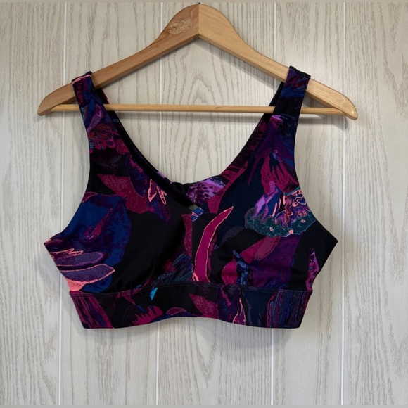 Women's Longline Twist Back Bra - All in Motion Black Tropical Floral L LNC - Picture 4 of 4